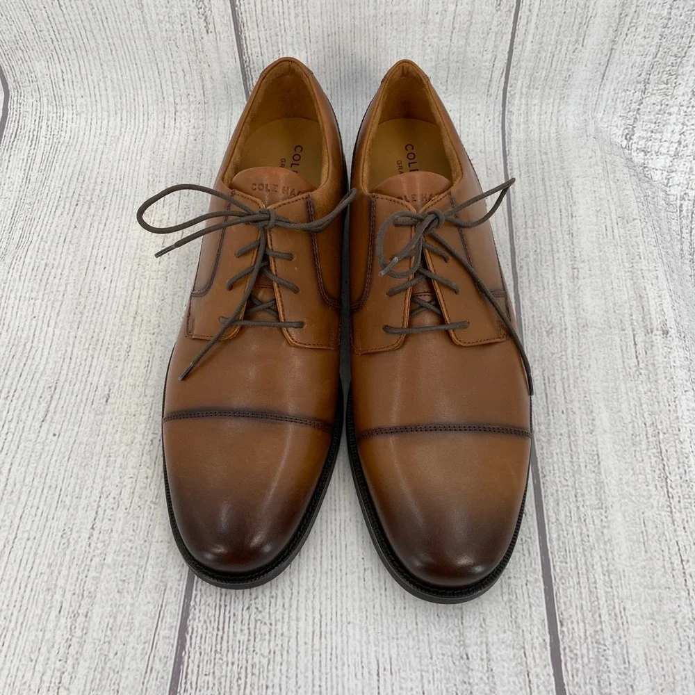 Cole Haan Bedford Cap Toe Derby Mens 13 British Tan Leather Grand 360 Dress Shoe